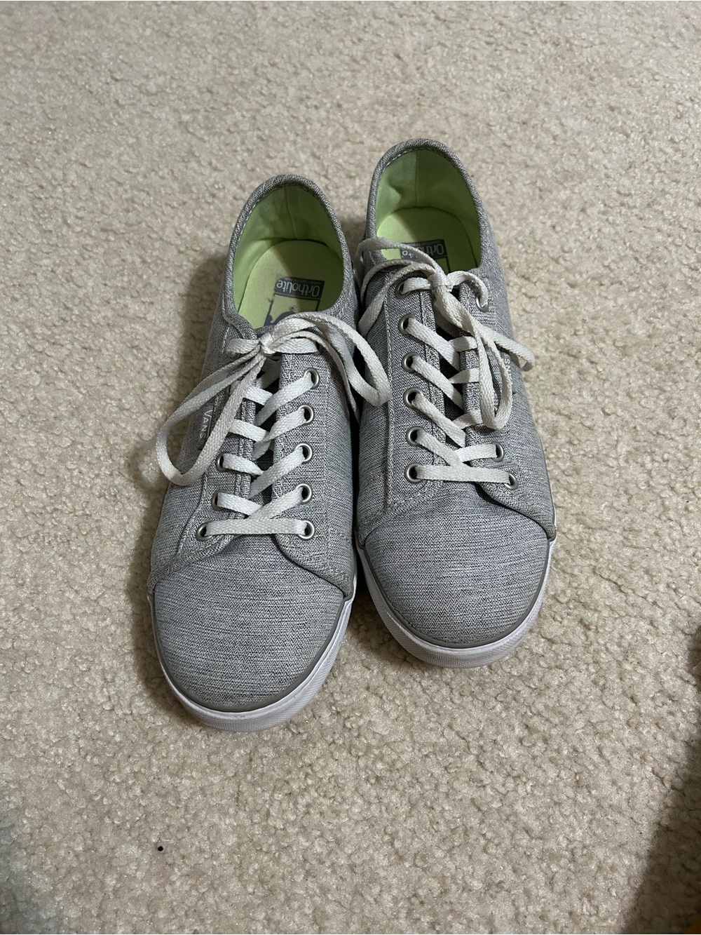 Vans Gray Lace-Up Sneakers with Lime Green Insole